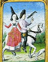 Noble et sa dame a la chasse a l'epervier